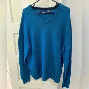 NWT blue preppy neutral v neck Sweater chaps‎ mens size xl casual comfort heavy